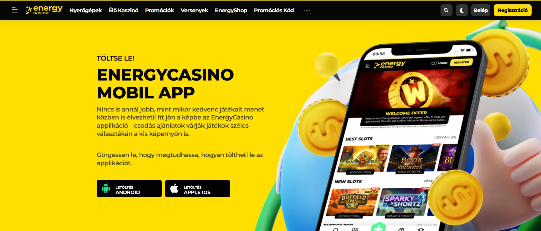 Játékok az EnergyCasino-ban mobil kompatibilitás